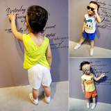 儿童套装夏款韩版男童背心短裤中小女童宝宝两件套1-2-3-4-5岁潮