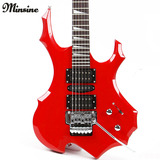 名森Minsine正品白蓝红黑色火焰电吉他双摇电吉它可配音箱套装