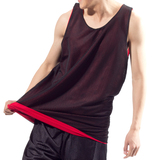 超透气网眼双面穿篮球服 红黑色比赛队服套装定制 训练背心球衣男