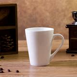 马克杯 拿铁咖啡杯 创意陶瓷杯子 水杯斜体杯 白色简约 咖啡杯