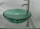 促销~绿色玻璃洗手盆、绿玻洗面盆、玻璃台上盆-玻璃本身的颜色哦