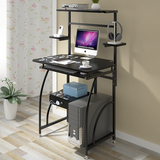 现代简约家用台式电脑桌带书架办公桌子 学生写字小书桌电脑台