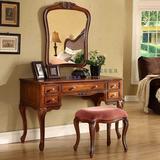 欧式家具 美式实木梳妆台 实木书桌妆镜组合 写字桌妆凳O-359