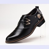 2016 men brand leather shoes England pointed business shoes