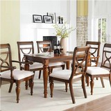 美式实木长方形餐桌 餐厅家具 1.4/1.6桦木餐桌一桌四椅/一桌六椅