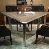 航空铝桌美式餐桌椅搭配艺术桌椭圆桌半圆桌复古仿旧铆钉工艺餐桌