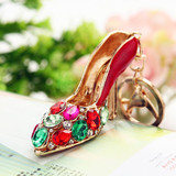 韩国创意可爱水晶红色高跟鞋汽车钥匙扣女包挂件钥匙链水钻饰礼品