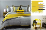 艾布之家软装床品现代新中式灰色黄色套件样板房样板间床品棉麻