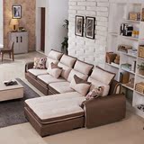 三鸟现代布艺沙发简约功能小户型沙发组合 L型麻布可拆洗沙发套装