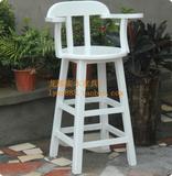 厂家定制 纯白实木酒吧椅 实木吧凳 吧台椅 酒吧凳 白色高脚椅