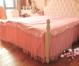 蕾丝公主全棉床笠式床垫 四季用 席梦思保护套 粉色波点床裙床罩