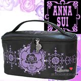 专柜正品 Anna sui/安娜苏 黑色镶钻蔷薇花手提刷具化妆包