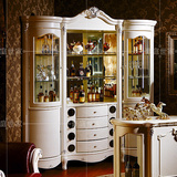 欧式美式古典实木雕刻家具玻璃酒柜雕花餐厅白色角柜新款特价定做