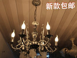 包邮 地中海 欧式美式蜡烛铁艺吊灯 简约田园餐厅卧室 复古银色