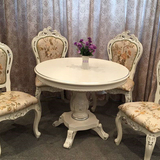 欧式餐桌椅象牙白色餐桌餐椅子实木80/90/1米圆形餐桌小户型饭桌
