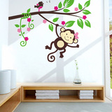 包邮可移除墙贴卧室客厅背景墙儿童房幼儿园教室布置卡通贴纸猴子