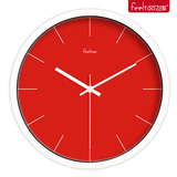 创意红时钟个性钟表现代简约圆钟时尚客厅墙钟静音挂钟石英钟挂表