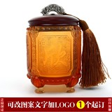 琉璃茶叶罐高档商务礼品定制工艺品摆件实用送客户礼物 公司logo