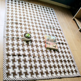 日式现代简约素雅咖白格子纯棉编织布艺大地垫 客厅卧室门厅地毯