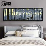 卧室床头挂画北欧麋鹿装饰画沙发背景墙简约有框画客厅挂画有框画