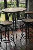 美式乡村铁艺吧台桌做旧酒吧阳台客厅桌椅组合餐桌金属可伸缩