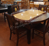 厂家直销大理石餐桌方圆折叠可伸缩大圆桌实木多功能两用餐桌组合