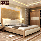 北欧实木床1.8双人床现代简约真皮软包家具1.5橡木真皮全实木婚床