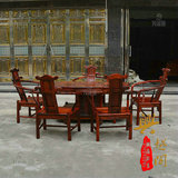 红木家具老挝大红酸枝腰身休闲茶桌椅组合交趾黄檀茶台六件套