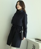 韩国代购2016秋装新款韩版时尚气质修身中长款黑色风衣女外套