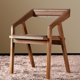 美式复古全实木餐椅布艺乡村loft家用靠背椅子家具咖啡厅椅带扶手