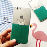 卡通游泳的鸭子iPhone6手机壳透明软壳苹果6plus保护套挂绳全包壳