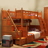 全实木美式高低床儿童上下床子母床上下铺组合床双层床成人