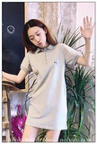 韩版 新款 立体刺绣卡通兔子 衬衫领弹力棉 连衣裙