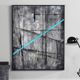 现代简约抽象画客厅单联北欧创意蓝色线条玄关装饰画过道走廊挂画
