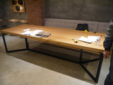 美式复古做旧会议桌简约铁艺实木咖啡长桌休闲创意办公桌 电脑桌