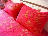 结婚庆婚礼床上用品大红色纯棉中国风四件套古典民族被套情侣床单