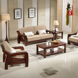 中式实木沙发床特价多功能客厅沙发组合家具单人橡木榆木布艺沙发