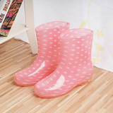 冬季保暖女士雨鞋韩国时尚中筒雨靴防滑防水加绒水鞋水靴胶鞋包邮