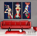 民族画少女红衣中国风无框画 现代装饰画客厅卧室过道壁画餐厅