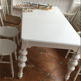 美式做旧餐桌法式象牙白餐桌椅北欧特价实木餐桌田园欧式客厅餐桌