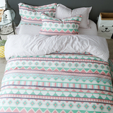 北欧美式简约小清新花朵全棉床上用品纯棉床单床笠三四件套1.8m