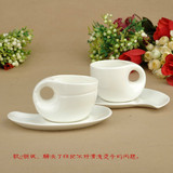 骨瓷纯白骨质瓷陶瓷欧式创意水杯奶水滴杯咖啡杯碟 海螺杯碟套装