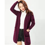 2016秋装新款女装韩版羊绒衫中长款显瘦长袖针织衫女开衫毛衣外套