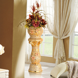 欧式大型玄关别墅客厅落地陶瓷花瓶摆件罗马柱乔迁礼品结婚礼物