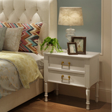 美式床头柜 卧室床头柜白漆 原木色床柜地柜床边 储物柜2抽