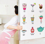可爱卡通冰箱贴纸瓷砖玻璃贴厨房柜门儿童房墙壁装饰墙贴饮料餐具