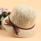 帽子女春夏天遮阳帽太阳帽女士出游防晒亚麻盆帽可折叠渔夫帽中年