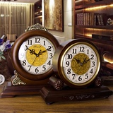 欧式实木创意现代客厅座钟时尚静音卧室台钟静音摆件简约石英钟表