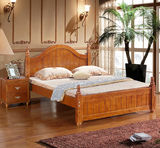 美式全实木床 纯实木双人一米五床  1.5米欧式高箱床1.2米单人床