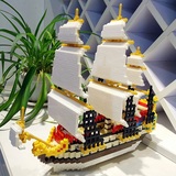 YZ钻石小颗粒微型积木益智玩具拼装帆船模型成人儿童创意送礼仿真
